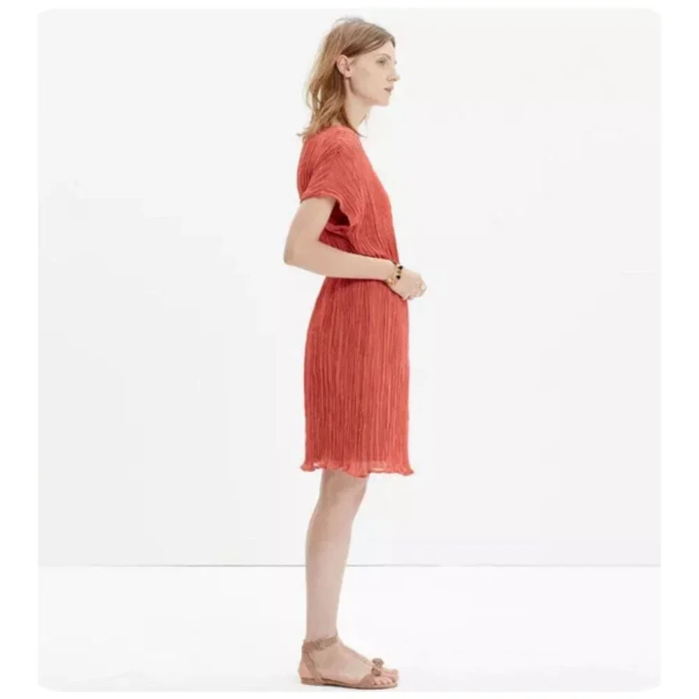 Madewell Artemis Brick Dust Pleated Mini Dress #C0925 Women's Size Small
